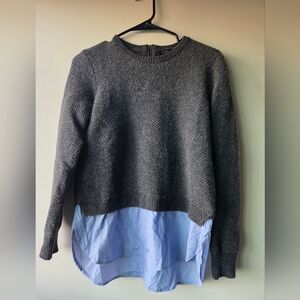 J. Crew Charcoal Sweater with Light Blue Layer